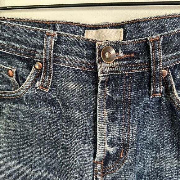 The Unbranded Brand Men’s Distressed Selvedge Buttonfly Tappered Leg Dark Wash J - Picture 14 of 16